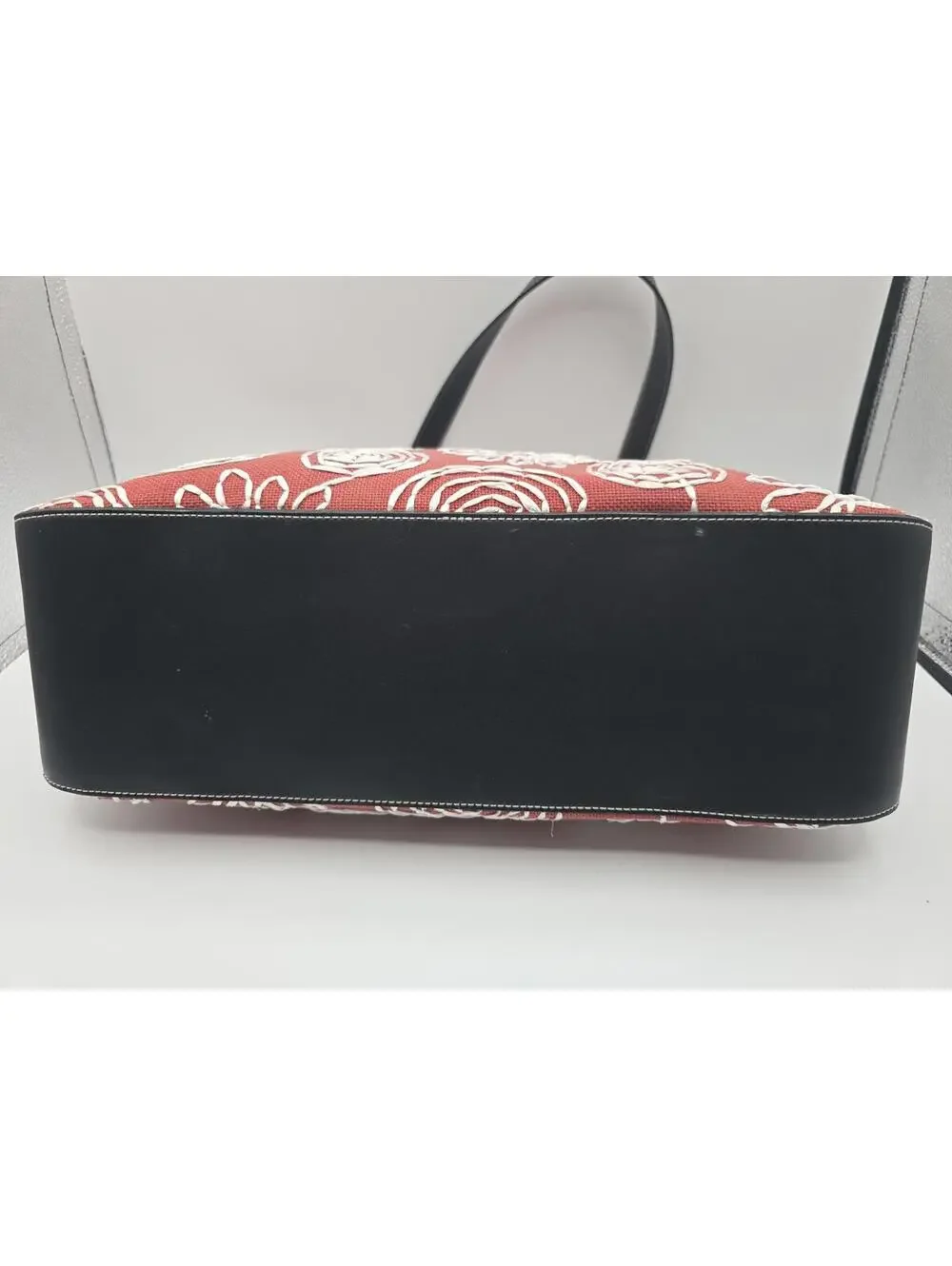 Preston and York Unique Red and White Flowered Canvas and Faux Leather Purse